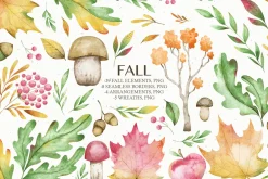 Watercolor fall clipart