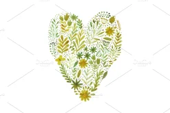 Watercolor floral elements