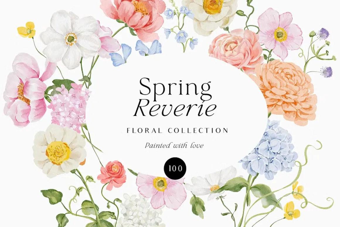 Watercolor Florals Graphics bundle