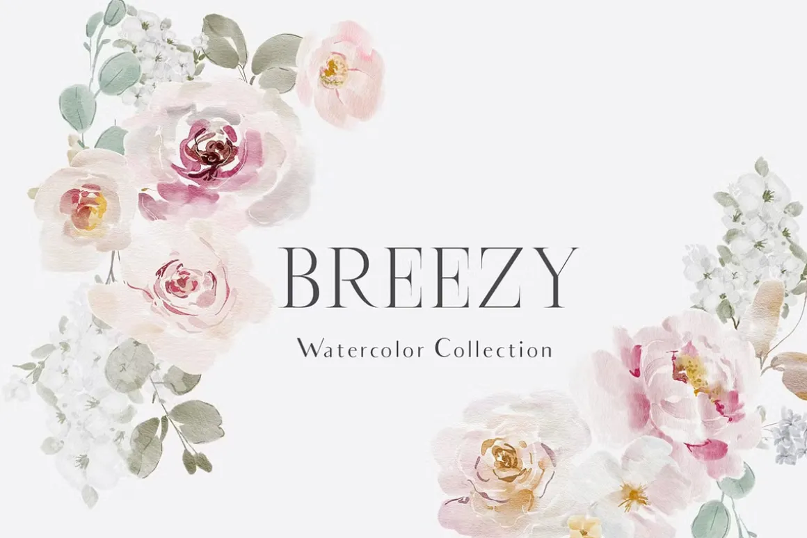 Watercolor Florals Graphics bundle