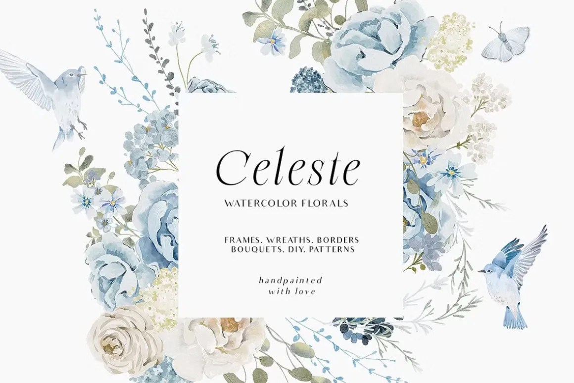 Watercolor Florals Graphics bundle