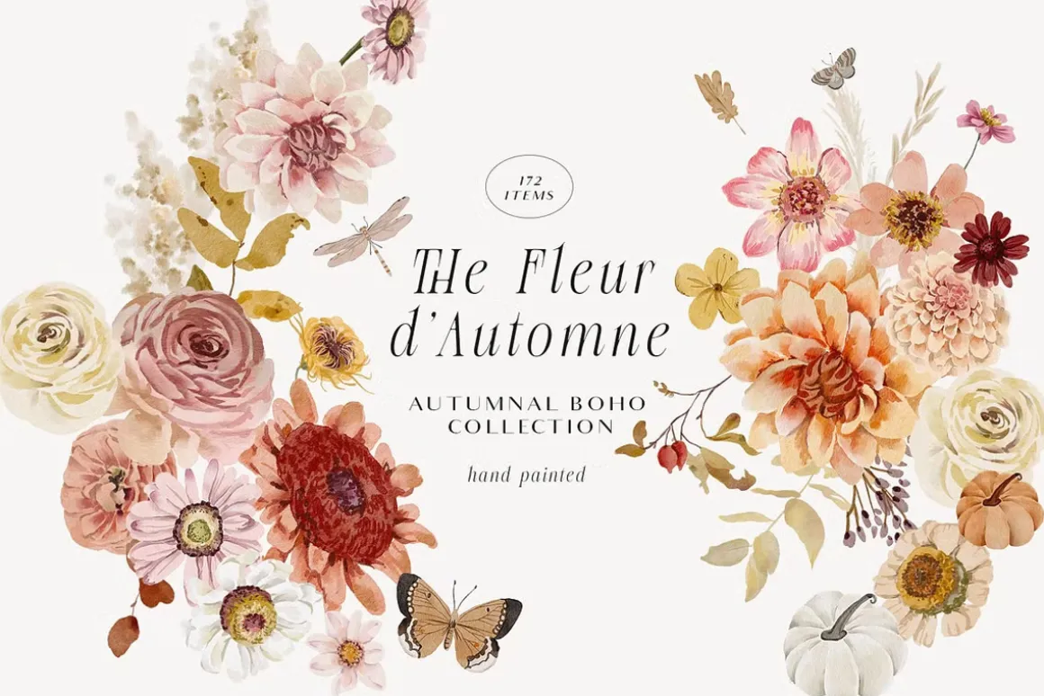 Watercolor Florals Graphics bundle