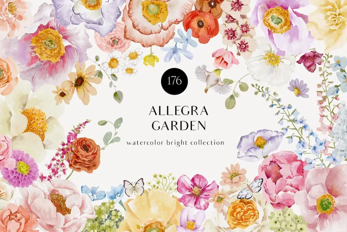 Watercolor Florals Graphics bundle