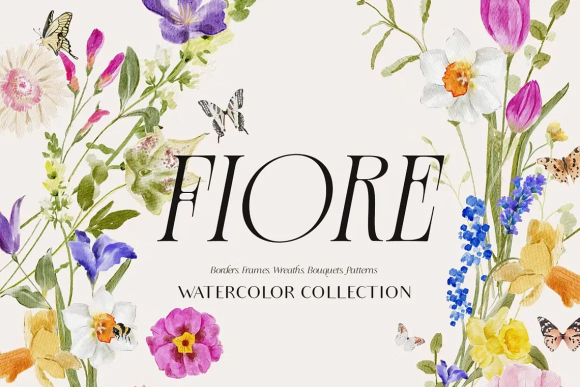 Watercolor Florals Graphics bundle