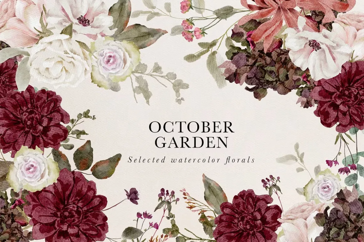 Watercolor Florals Graphics bundle
