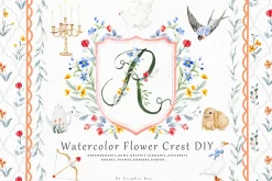 Watercolor Flower Crest DIY