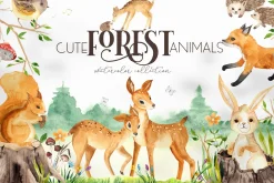 Watercolor Forest Animals