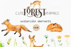 Watercolor Forest Animals