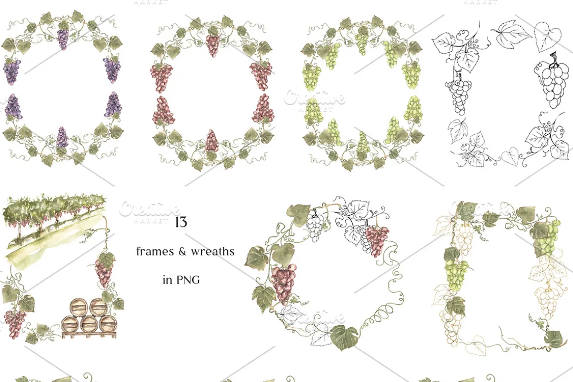 Watercolor Grapes Collection