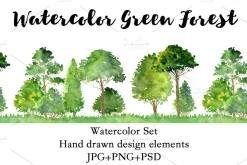 Watercolor Green Forest