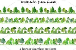 Watercolor Green Forest