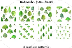 Watercolor Green Forest