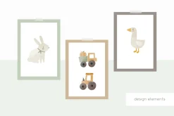 Watercolor Happy Farm
