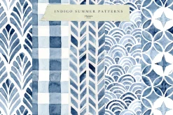 Watercolor Indigo Summer Patterns