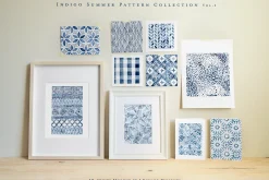 Watercolor Indigo Summer Patterns
