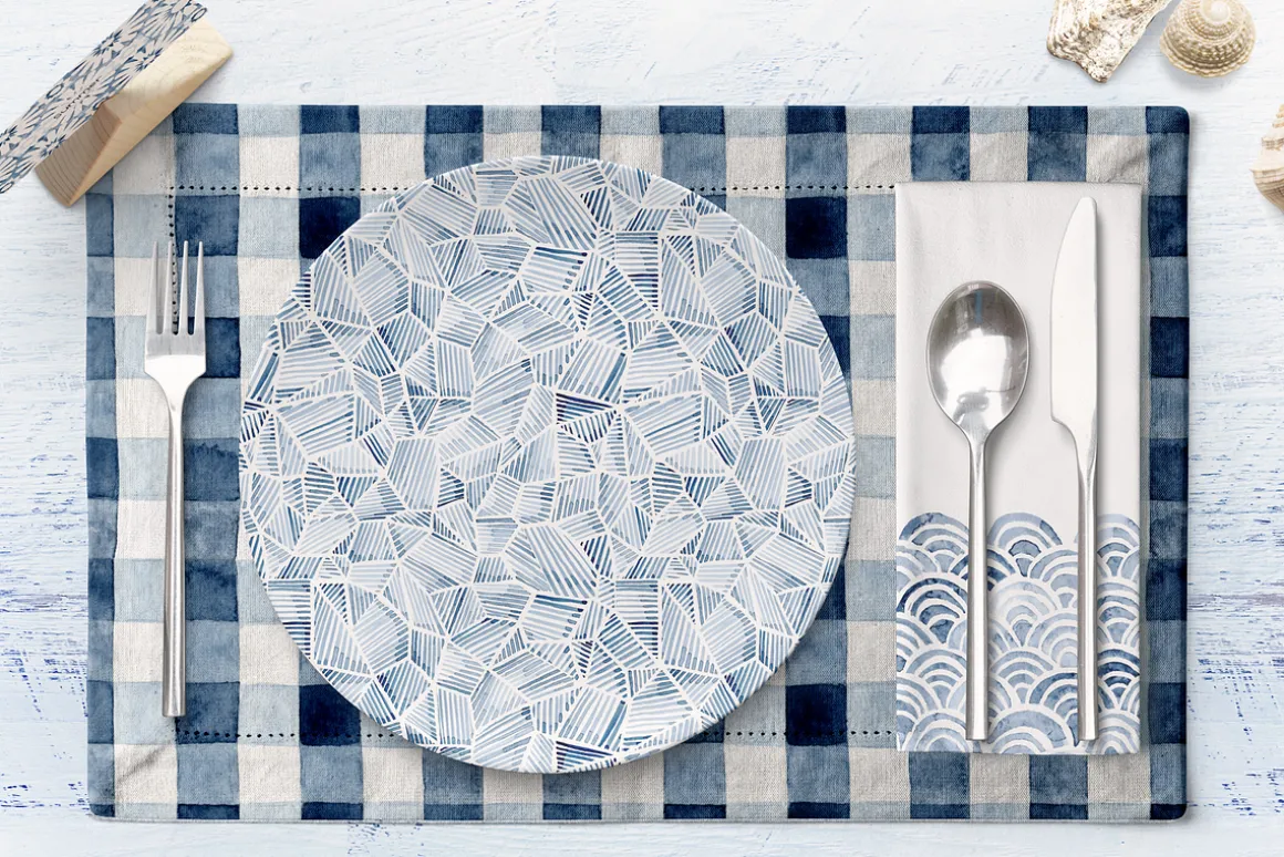 Watercolor Indigo Summer Patterns
