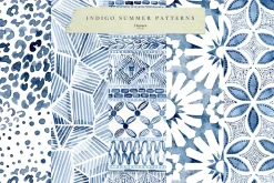 Watercolor Indigo Summer Patterns