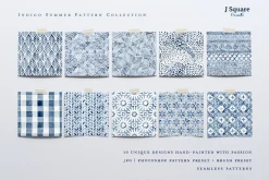 Watercolor Indigo Summer Patterns