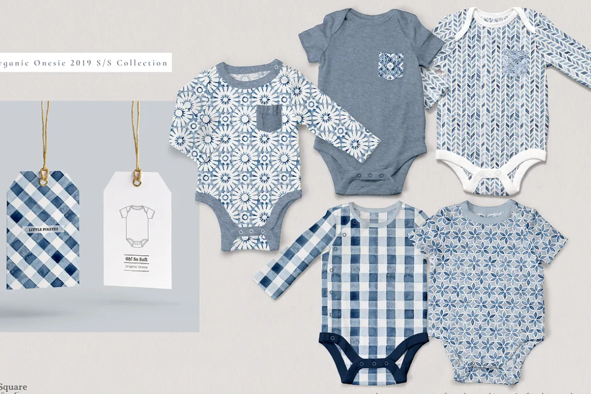 Watercolor Indigo Summer Patterns