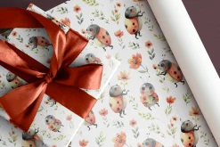 Watercolor Ladybugs with flowers set