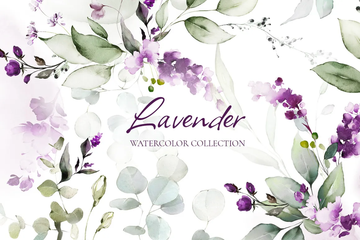 Watercolor Lavender Wedding flowers