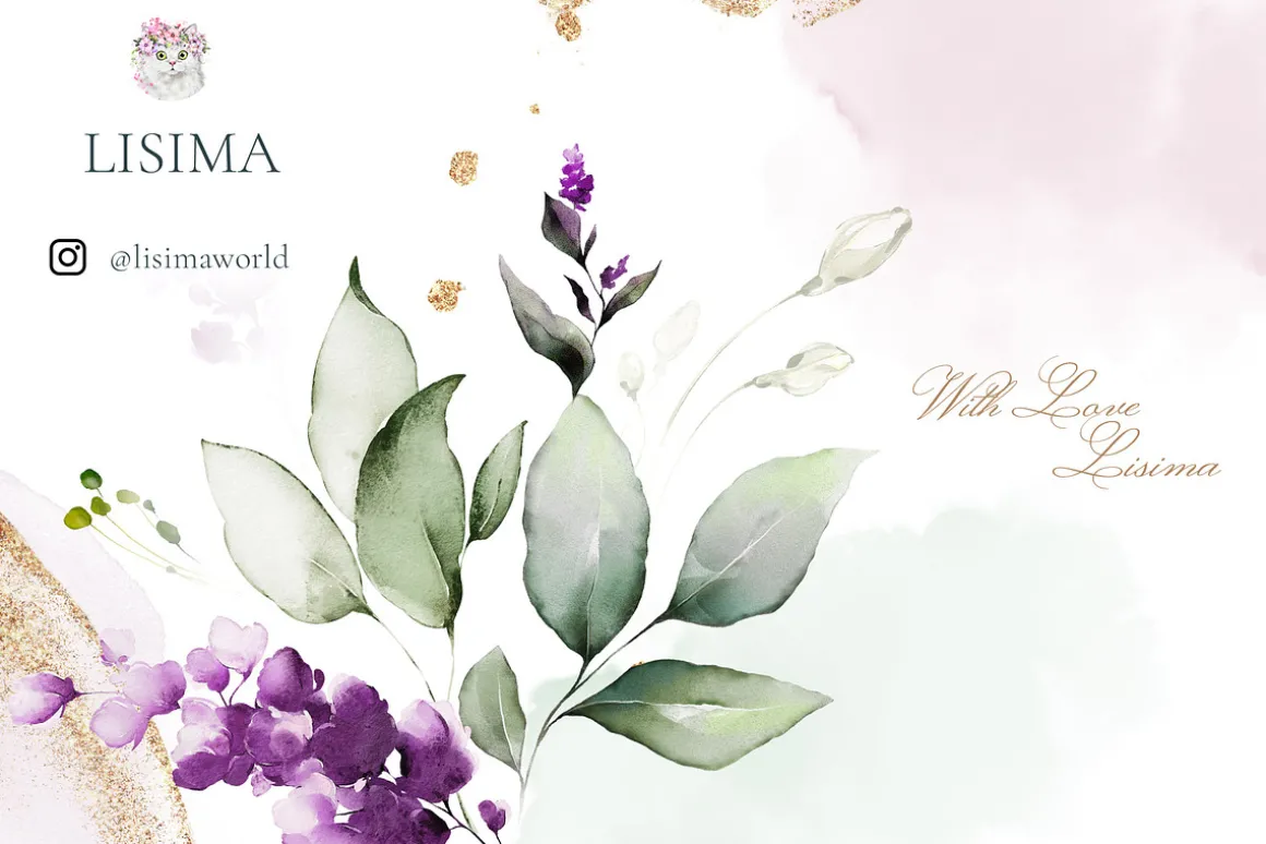 Watercolor Lavender Wedding flowers