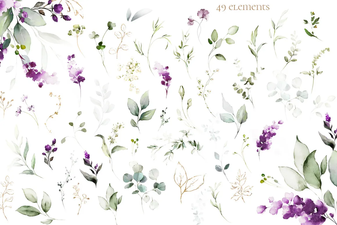 Watercolor Lavender Wedding flowers