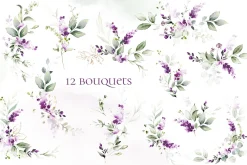 Watercolor Lavender Wedding flowers