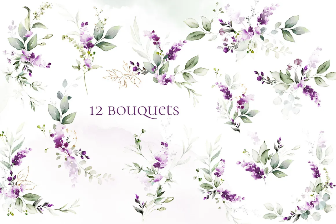 Watercolor Lavender Wedding flowers