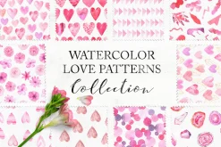 15 Watercolor Love Seamless Patterns