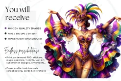 Watercolor Mardi Gras Clipart set