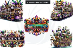Watercolor Mardi Gras Clipart set