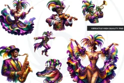 Watercolor Mardi Gras Clipart set