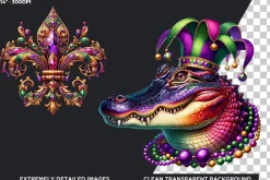 Watercolor Mardi Gras Clipart set