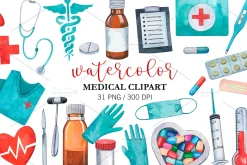 Watercolor Medical Clipart PNG