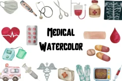 Watercolor Medical, Hospital Clipart