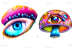 Watercolor Mushroom Eye Clipart