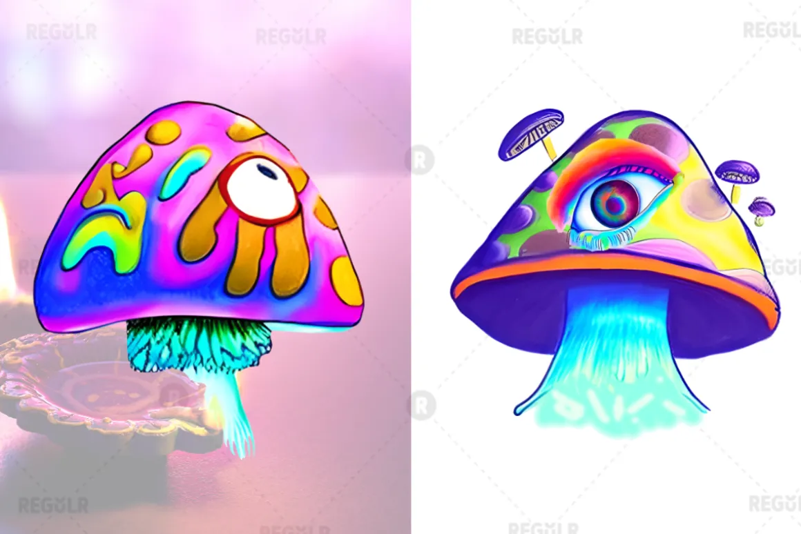 Watercolor Mushroom Eye Clipart