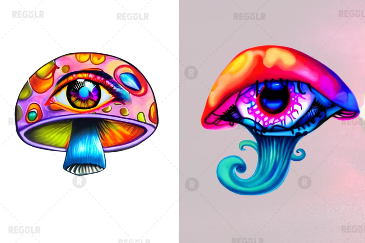 Watercolor Mushroom Eye Clipart