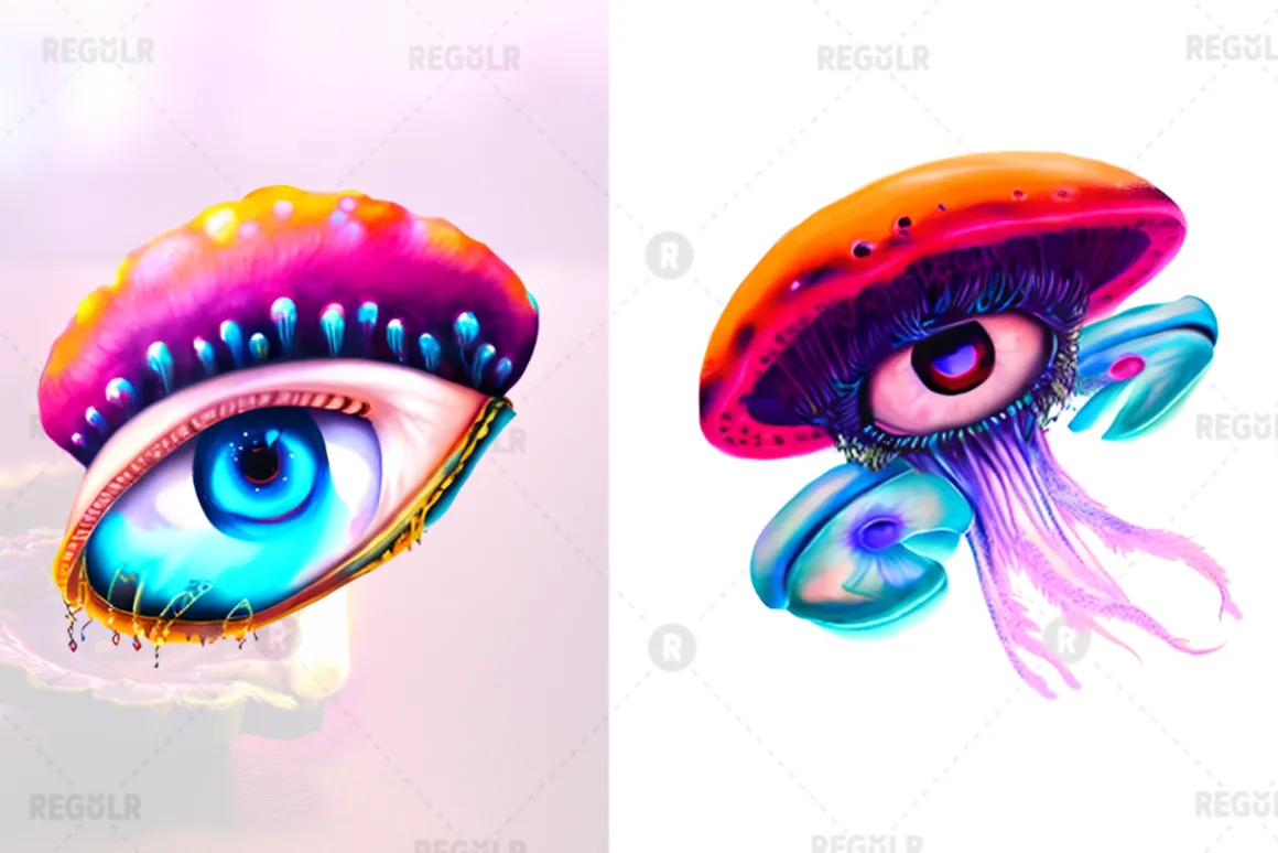 Watercolor Mushroom Eye Clipart