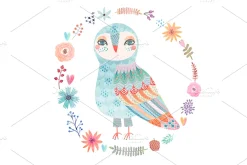 Watercolor owls clipart