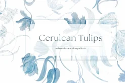 Watercolor Pattern "Blue Tulips"