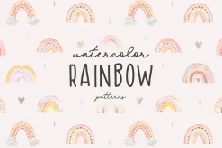 Watercolor Rainbow. Cute Patterns