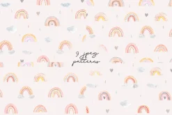 Watercolor Rainbow. Cute Patterns