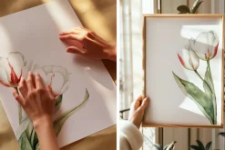 Watercolor Red Stripe Tulip Bouquet