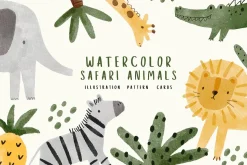 Watercolor Safari Animals