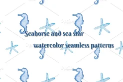 8 watercolor sea seamless pattern