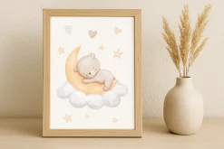 Watercolor sleeping baby animals