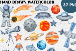 Watercolor Space Clipart PNG Boy