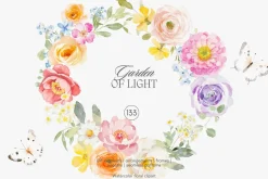 watercolor spring blossoms huge set